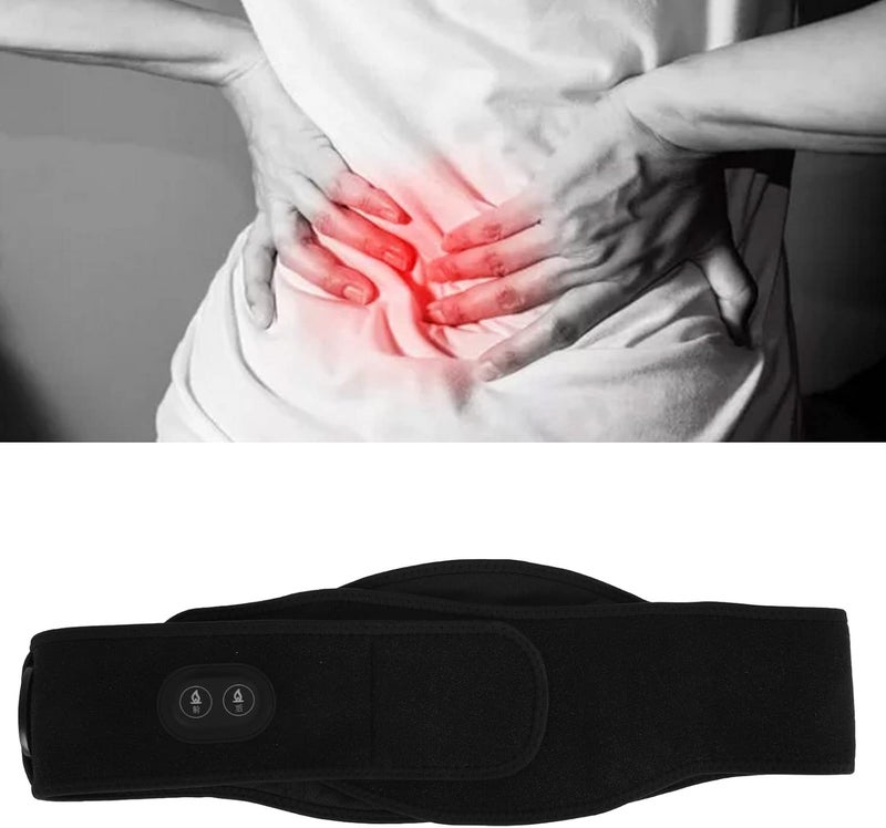 woobles Heated Lumbar Belt Hot Compress Belly Warming Belt USB Electric Heating Waist Belt with 3 Temperature Adjustments Relieve Lumbar Pain Black - Image 4